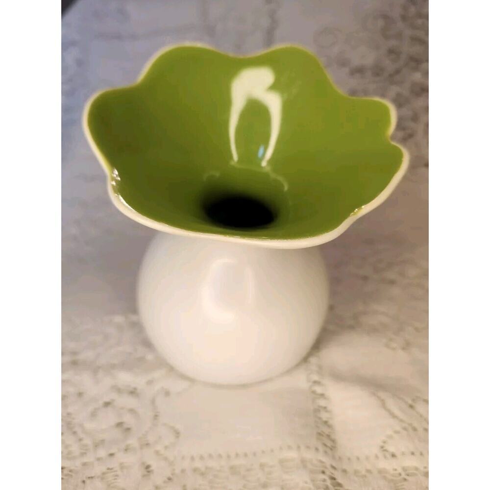 Sagaform of Sweden Vase MSM Lily Vintage White Matte Stoneware Green Interior
